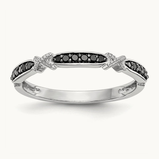 Black Diamond Band, 14K White Gold