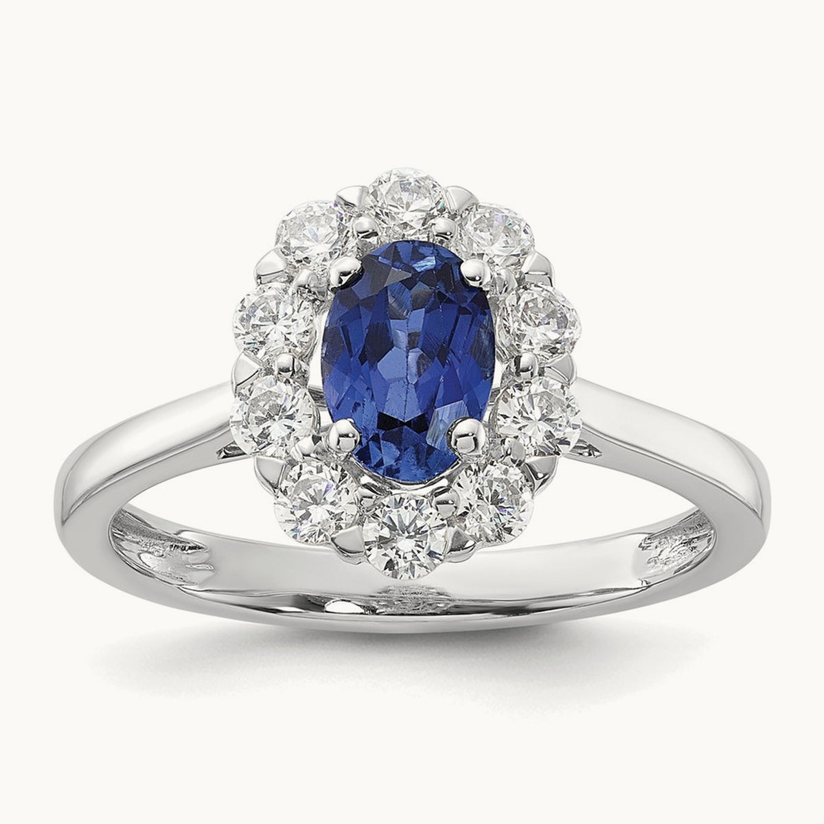 Created Sapphire Halo Ring — 7