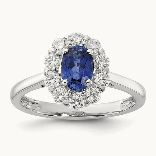 Created Sapphire Halo Ring — 7