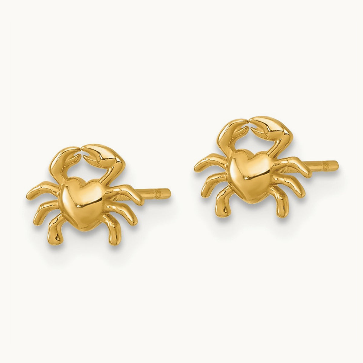 Polished Crab Post Earrings, 14K