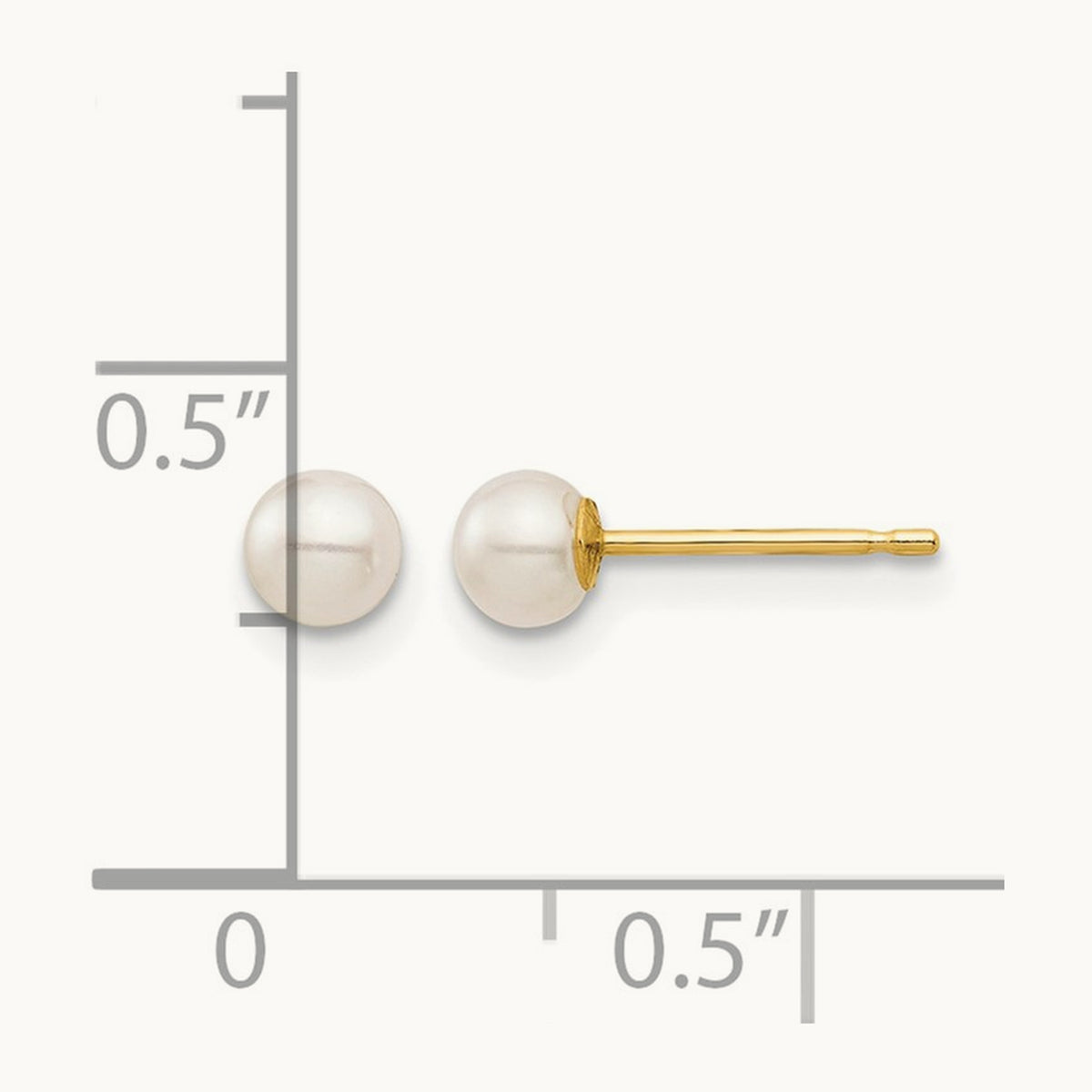 Madi K 3- White Round Freshwater Cultured Pearl Stud Post Earrings, 4mm, 14K