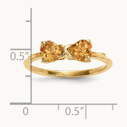 Polished Citrine Bow Ring, 14K Gold