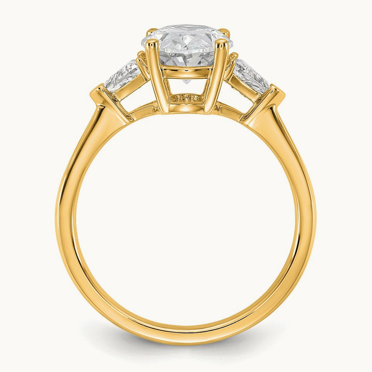 Oval & Trillion 3 Stone Engagement Ring, 1.50-4.00 ct tw Lab-Grown Diamond — 2 1/2 ct, 14K Yellow Gold