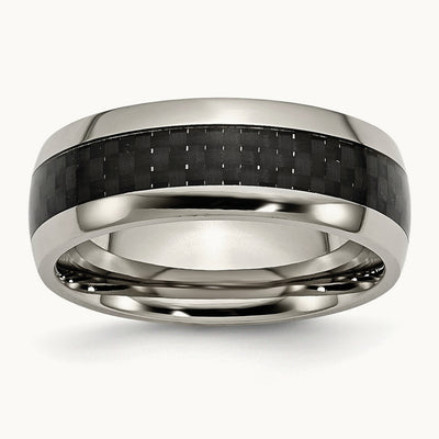 Titanium Polished with Black Carbon Fiber Inlay 8mm Band