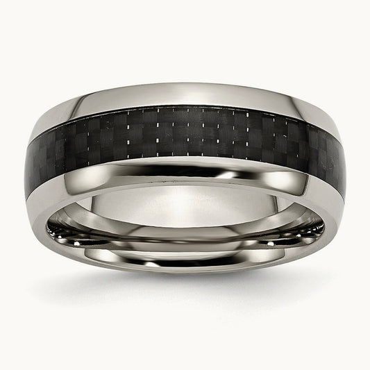 Titanium Polished with Black Carbon Fiber Inlay 8mm Band