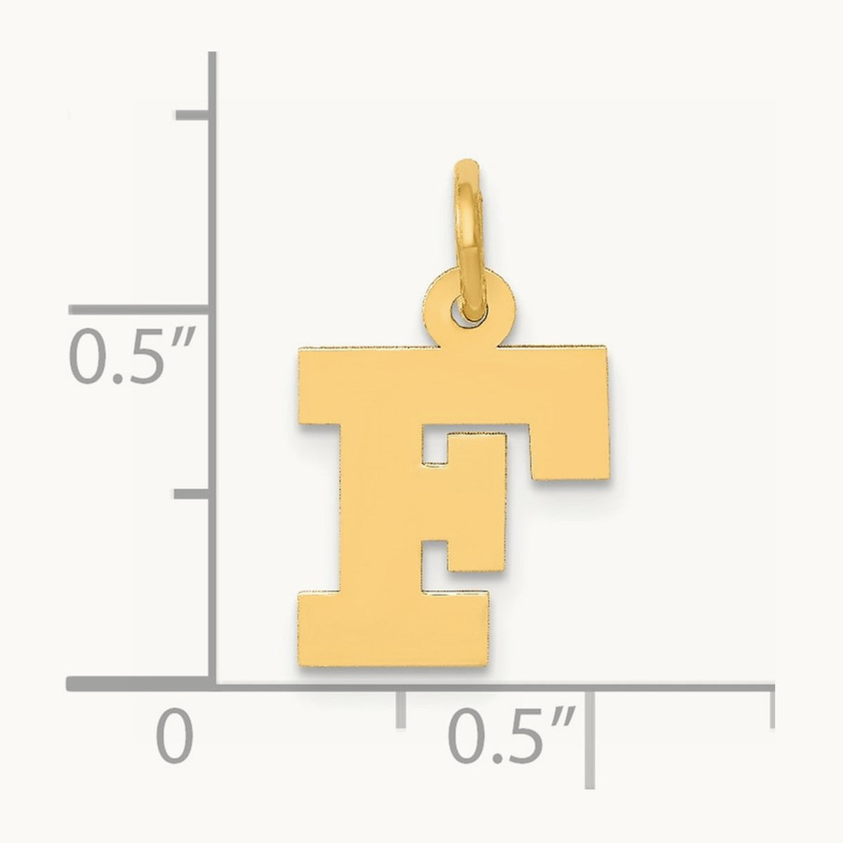 Small Block Initial Charm — 14K Yellow Gold, F