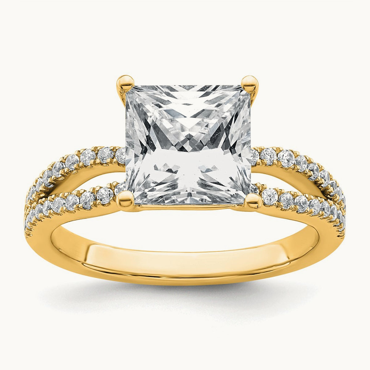 Princess Engagement Ring, 1.25-2.75 ct tw Lab-Grown Diamond — 2 1/2 ct, 14K Yellow Gold