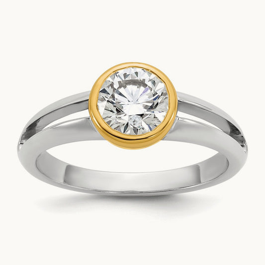 1ct Lab Grown Diamond VS/SI+ G+ Comp Ladies Wedding Band, 14K Two-tone