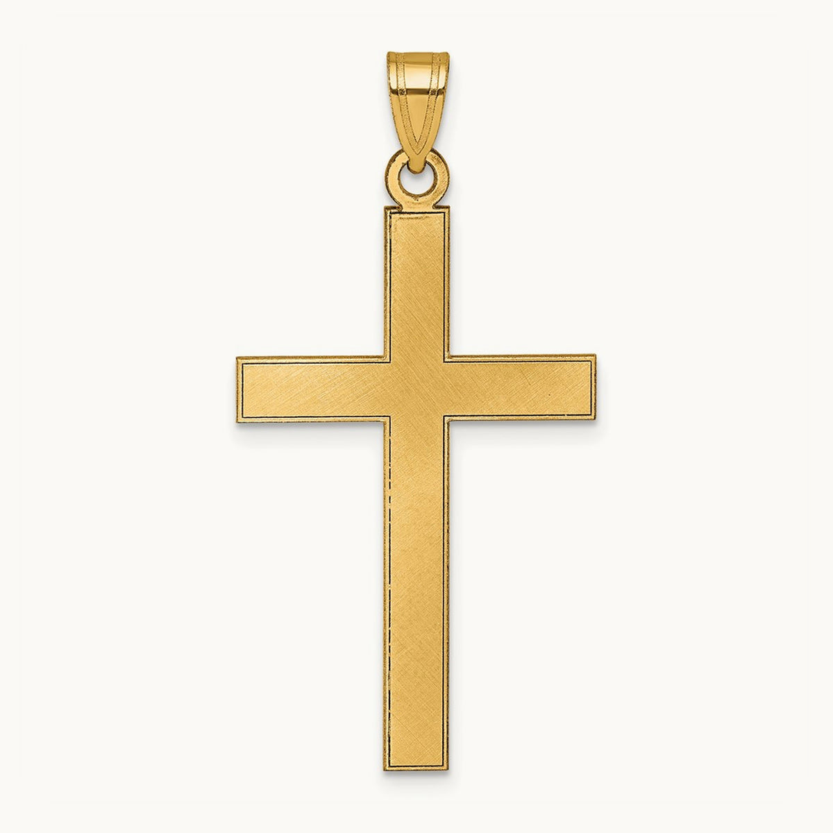 Florentine Satin Cross Pendant — 14K Yellow Gold, 42.6mm