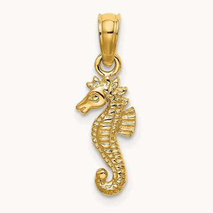 Mini Seahorse Charm, 14K