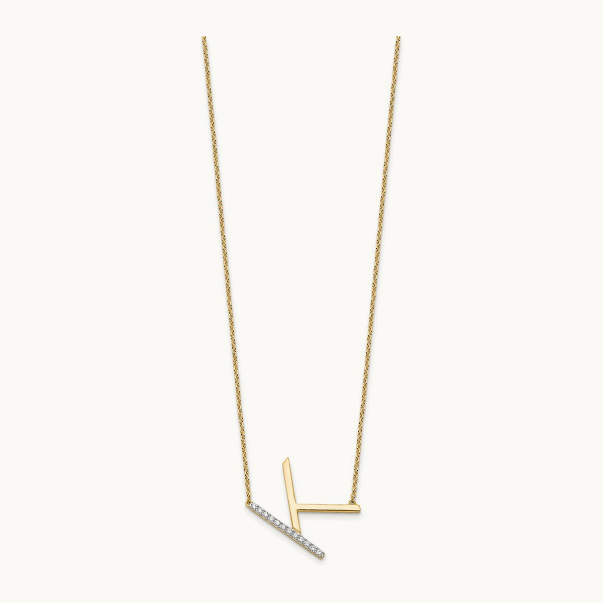 Sideways Diamond Necklace — 14K Yellow Gold, K