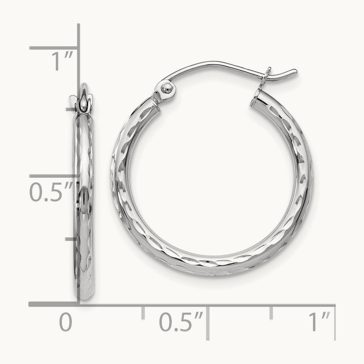 Round Hoop Earrings, 14K White Gold — Leslie's