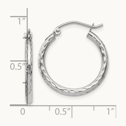 Round Hoop Earrings, 14K White Gold — Leslie's