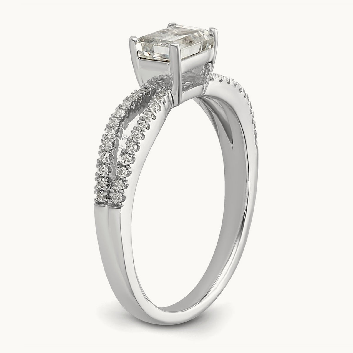 East West Emerald Semi-Mount Engagement Ring — 3/4 ct, 7
