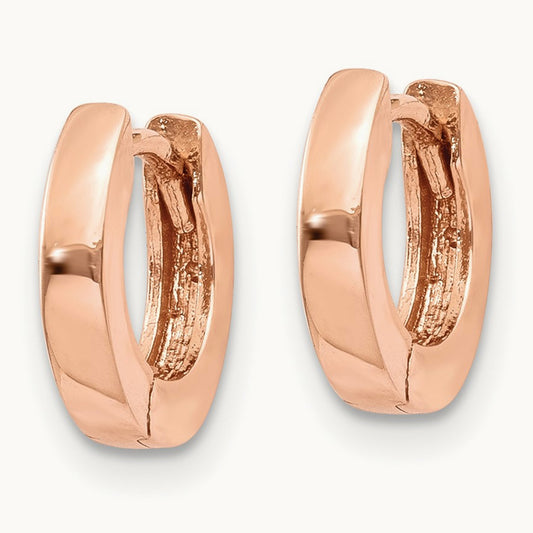 Round Hinged Hoop Earrings, 14K Rose Gold