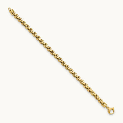 Polished Fancy Link 7.5in Bracelet, 14K