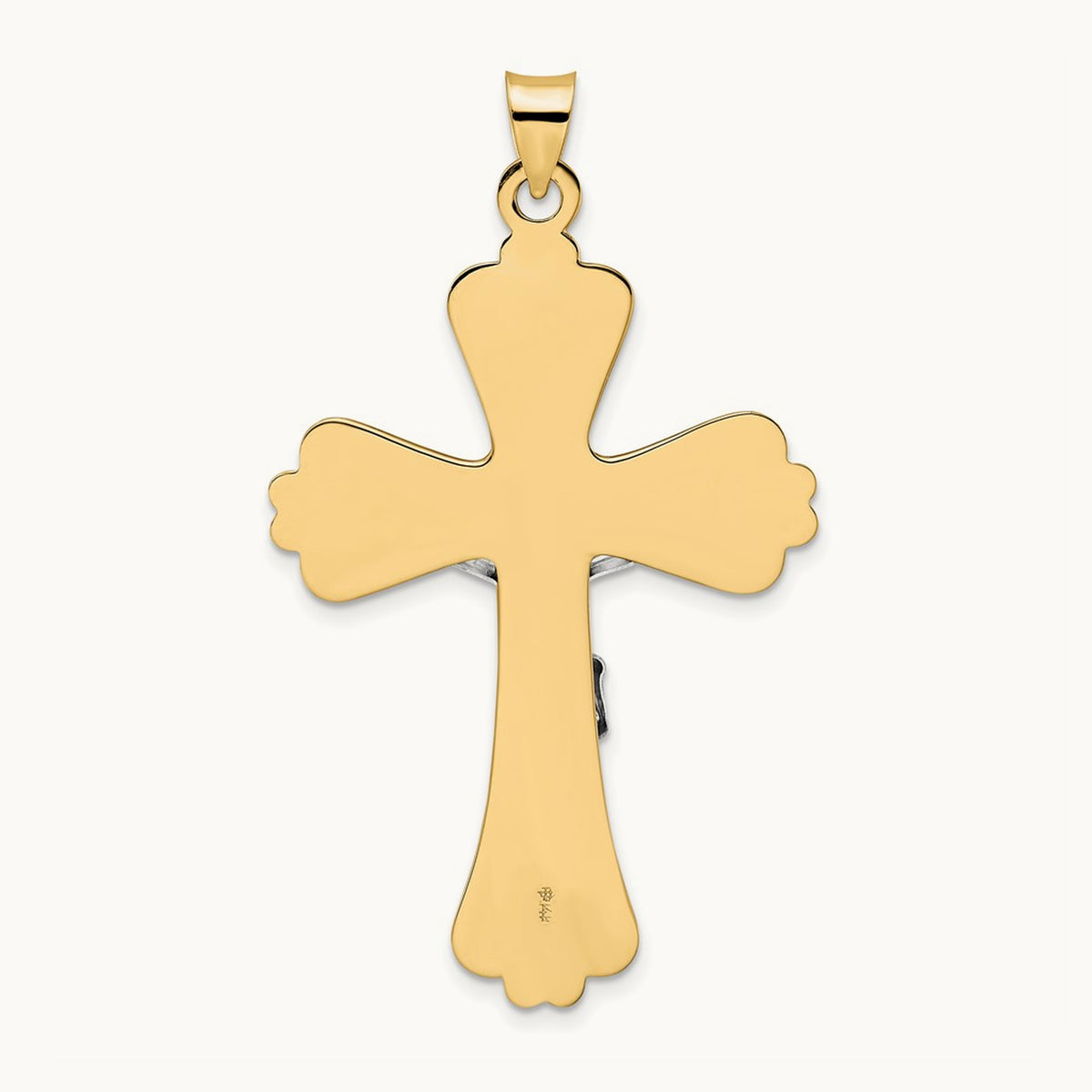 Polished Solid Fancy INRI Crucifix Pendant, 14K Two-tone