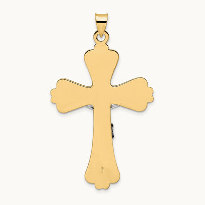 Polished Solid Fancy INRI Crucifix Pendant, 14K Two-tone