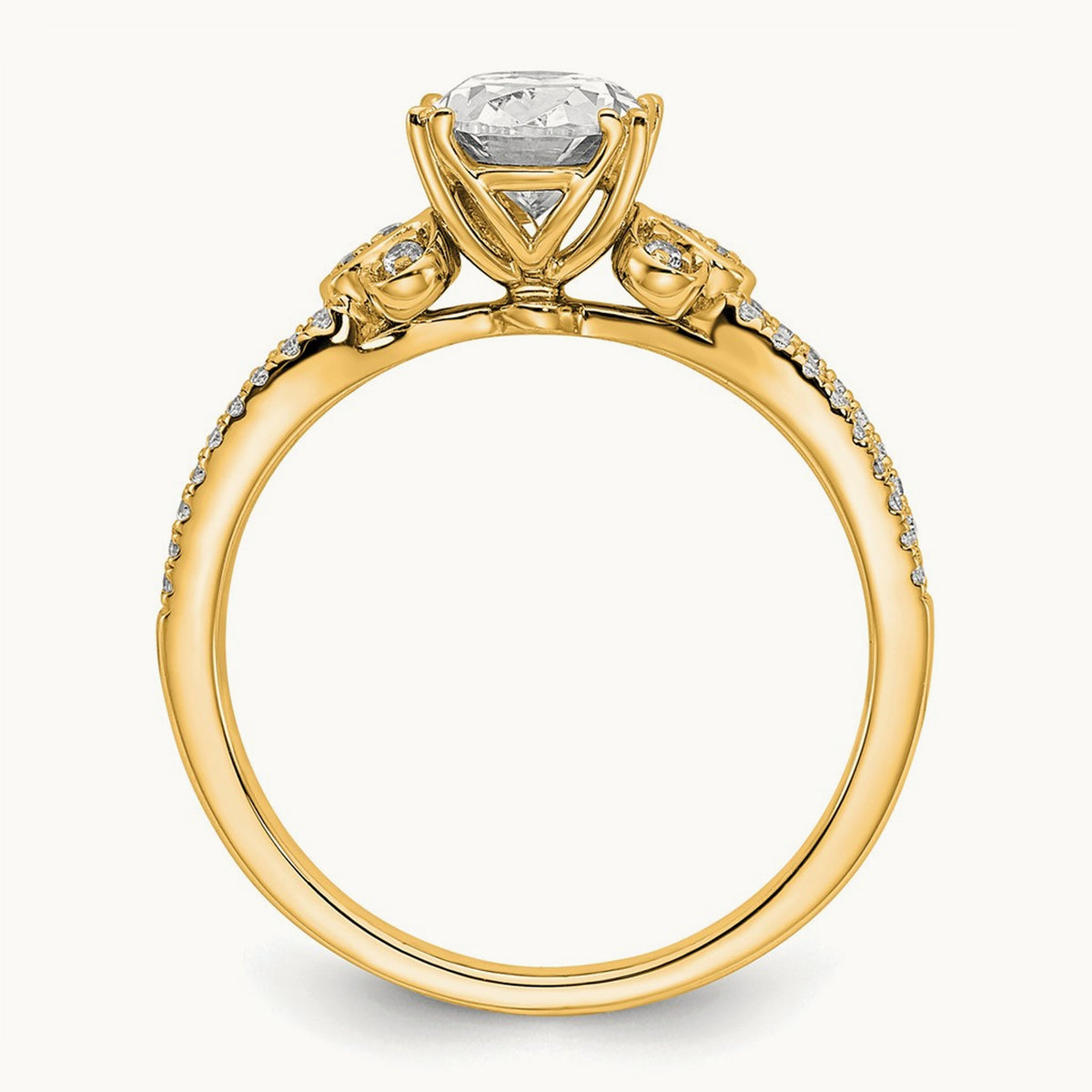 1ct Oval Split Shank Semi-Mount Eng. Dia Ring, 14K Gold