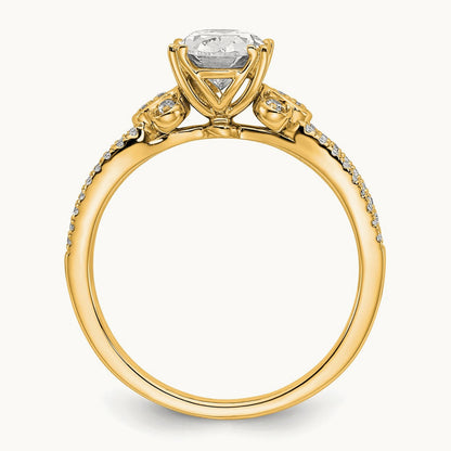 1ct Oval Split Shank Semi-Mount Eng. Dia Ring, 14K Gold