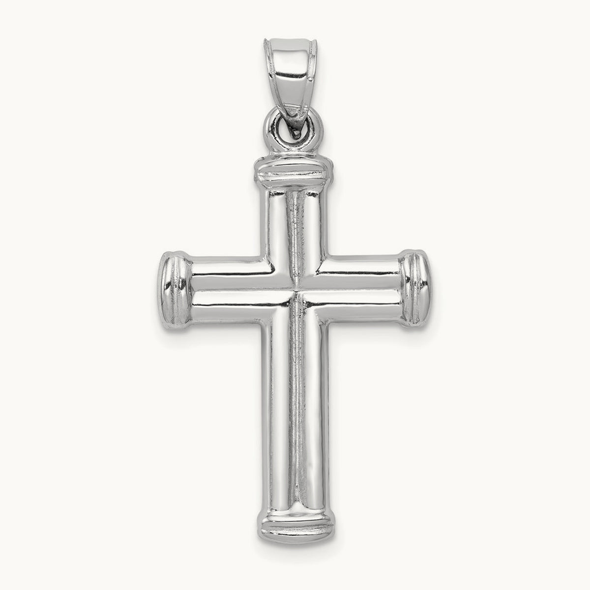 Hollow Cross Pendant, 14K White Gold