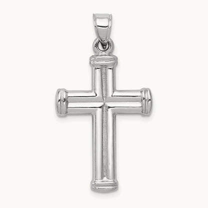 Hollow Cross Pendant, 14K White Gold
