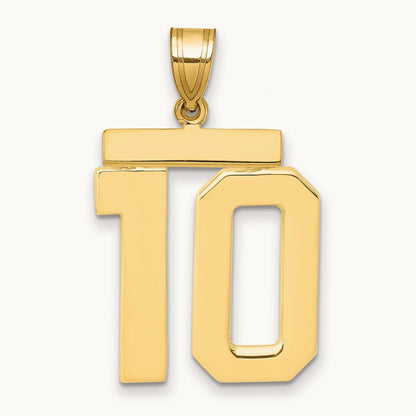 Large Polished Number 10 Charm, 14K