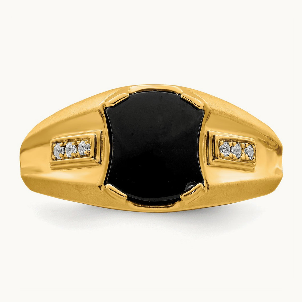 Onyx and Diamond Mens Ring, 14K