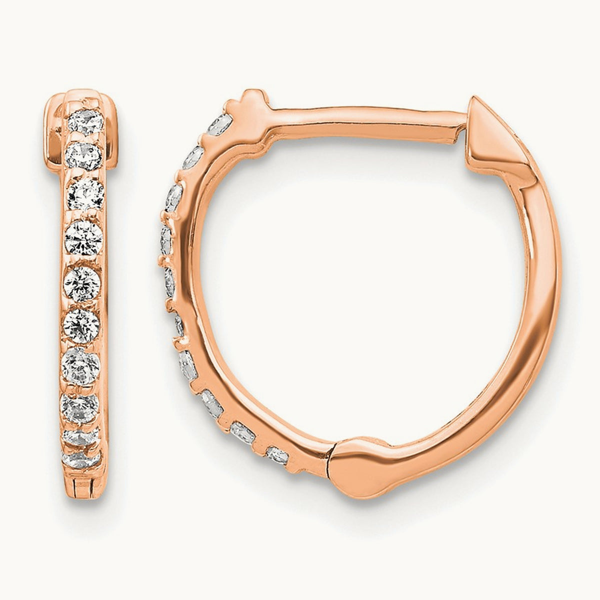 Hinged Hoop Earrings, 0.20 ct tw Lab-Grown Diamond — 14K Rose Gold