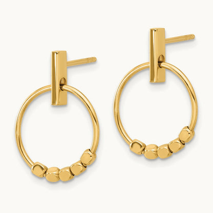 Polished Circle Dangle Post Earrings, 14K