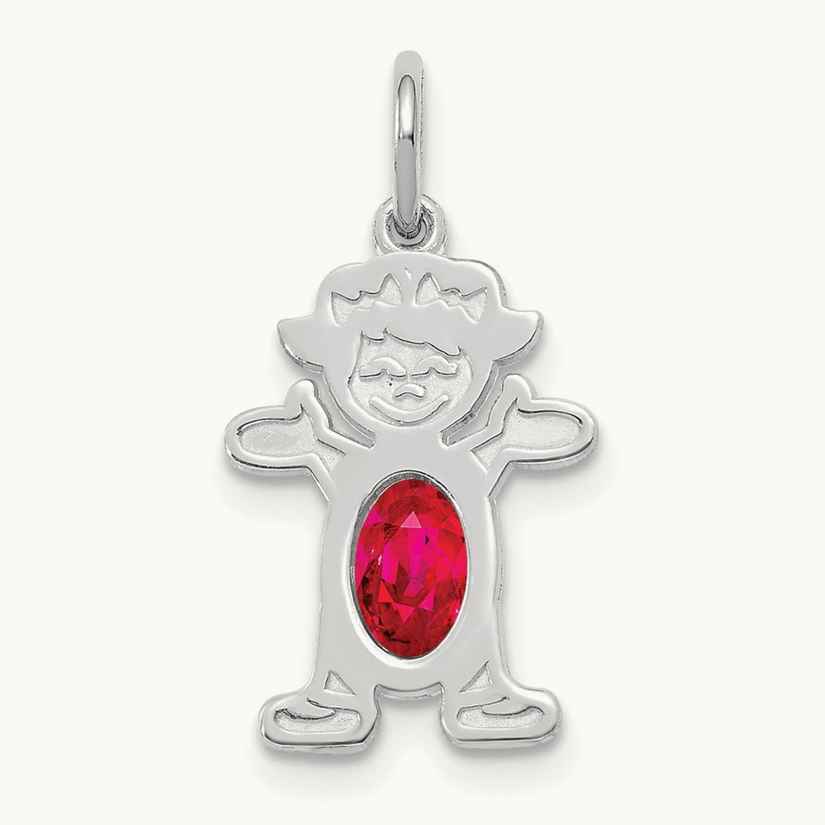 Girl 6x4 Oval Genuine Ruby-July — 14K White Gold