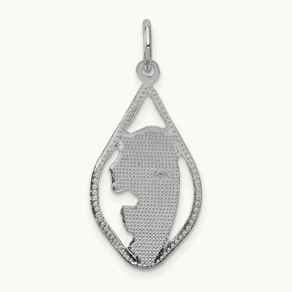 Mary Blessed Virgin Charm, 14K White Gold