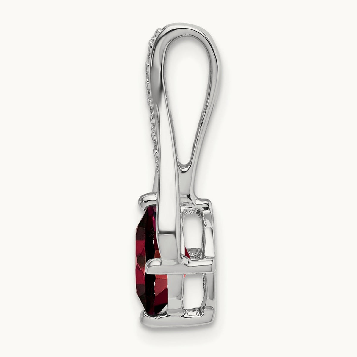 Garnet and Diamond Pendant — 14K White Gold