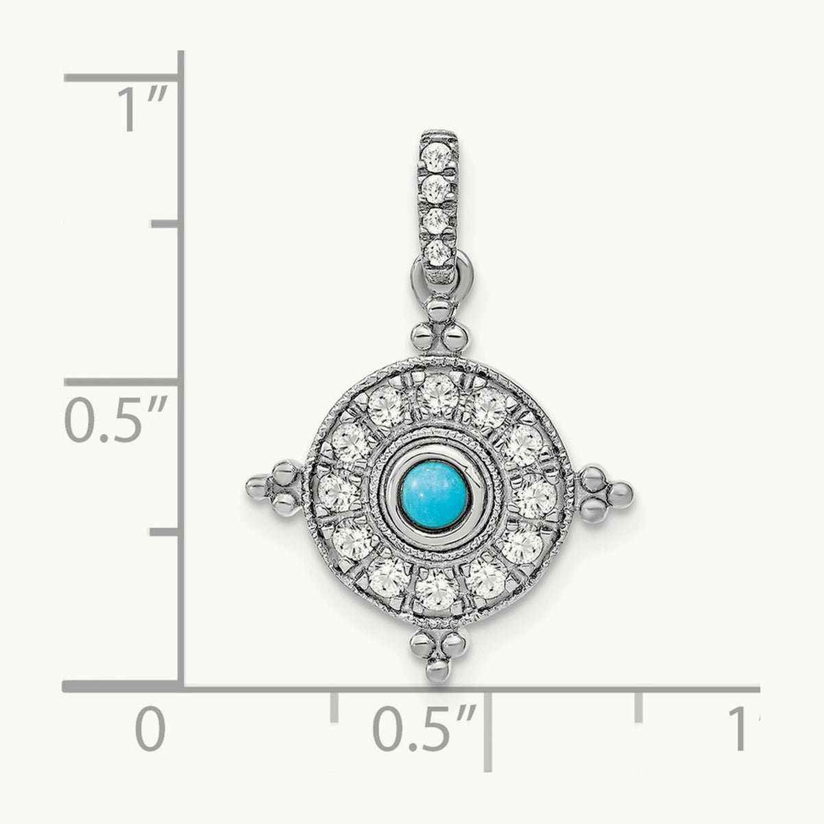Turquoise and Topaz Pendant — 14K White Gold