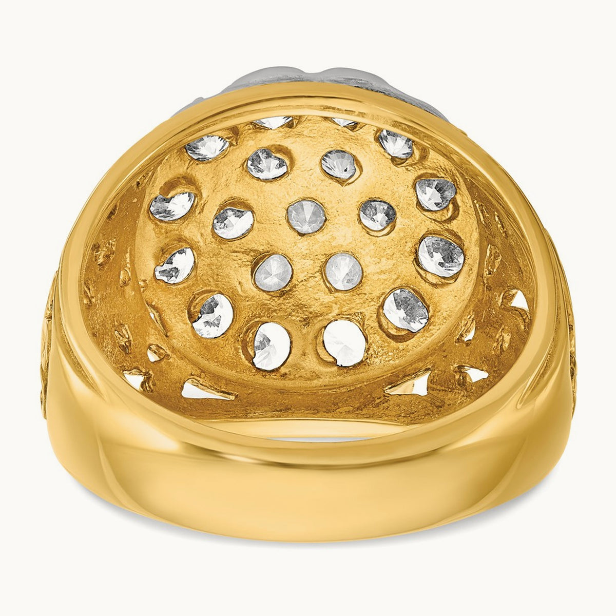 IBGoodman Men's Polished 2ctw Dia Kentucky Cluster Ring, 14K Two-tone