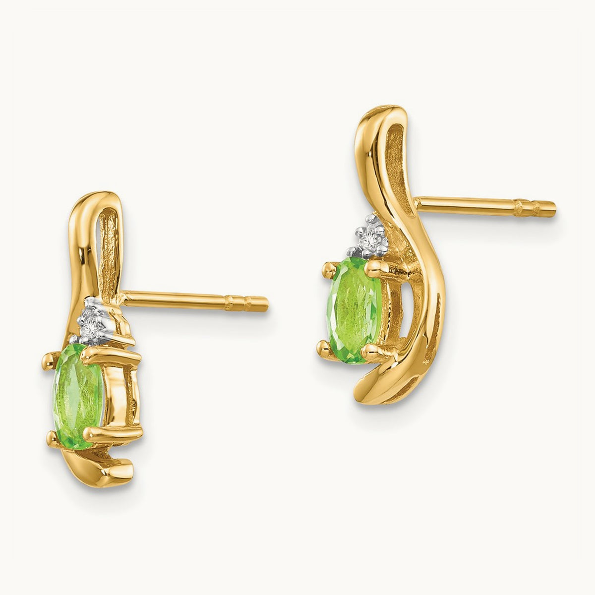 Peridot and Diamond Post Earrings — photo set