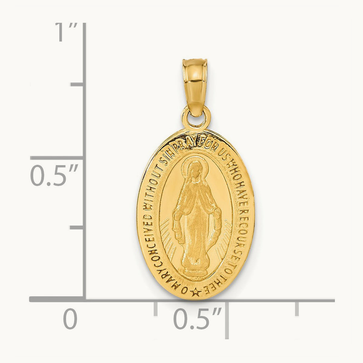 Miraculous Medal Pendant — 14K Yellow Gold, 21.25mm