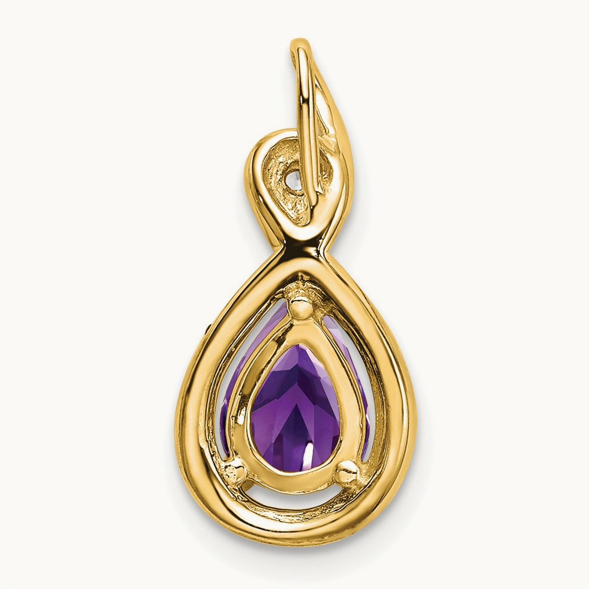 Pear Amethyst and Diamond Pendant — 14K Yellow Gold