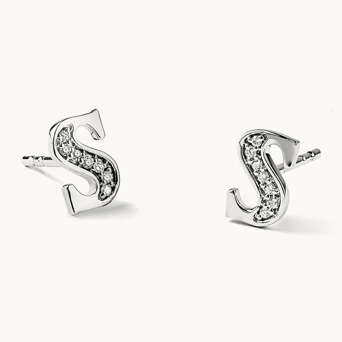 Diamond Earrings — 14K White Gold, 8mm, S
