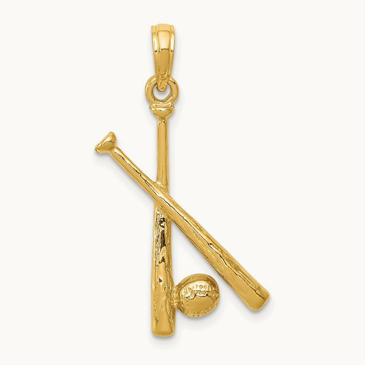 Polished Open-Backed Bats and Baseball Pendant — 29mm