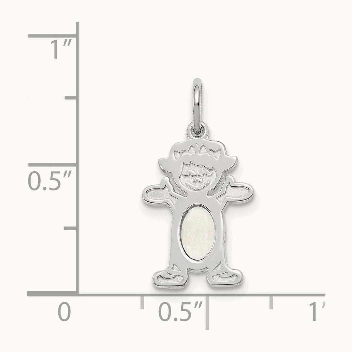 Girl 6x4 Oval Genuine Opal-October — 14K White Gold