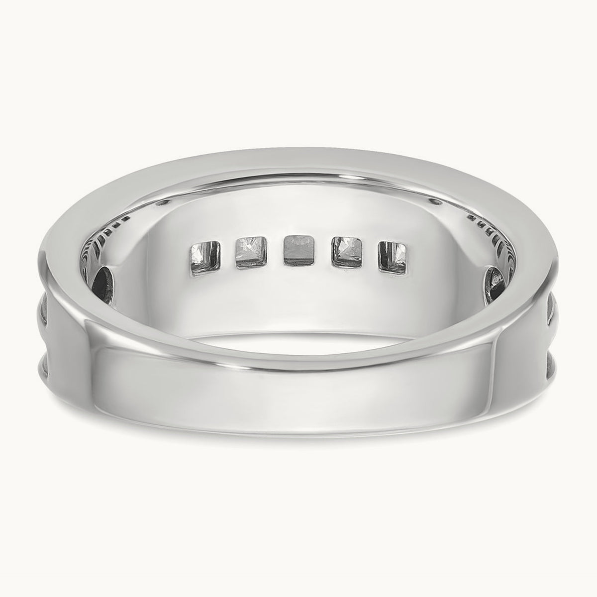 w/ Black RH IBGoodman Men's Textured Square 5-Stone Dia Ring, 14K White Gold
