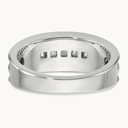 w/ Black RH IBGoodman Men's Textured Square 5-Stone Dia Ring, 14K White Gold