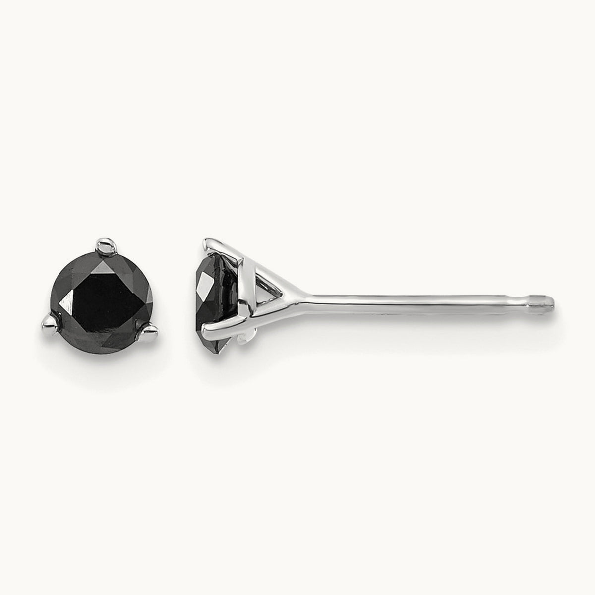 3/8ct Black Diamond Stud Earrings, 14K White Gold