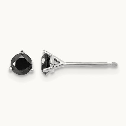 3/8ct Black Diamond Stud Earrings, 14K White Gold