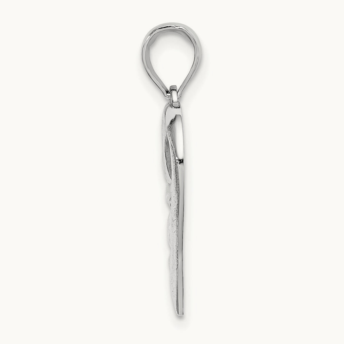Polished Heart and -X- Pendant — 14K White Gold
