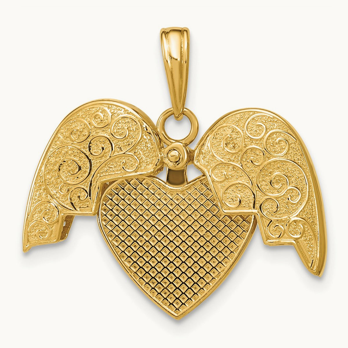3-D Reversible Heart Opens Charm, 14K