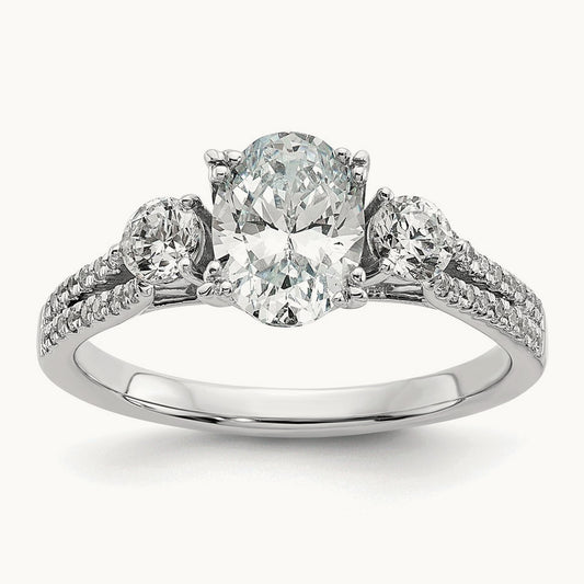 3 Stone Oval Semi-Mount Engagement Ring, 0.50-1.00 ct tw