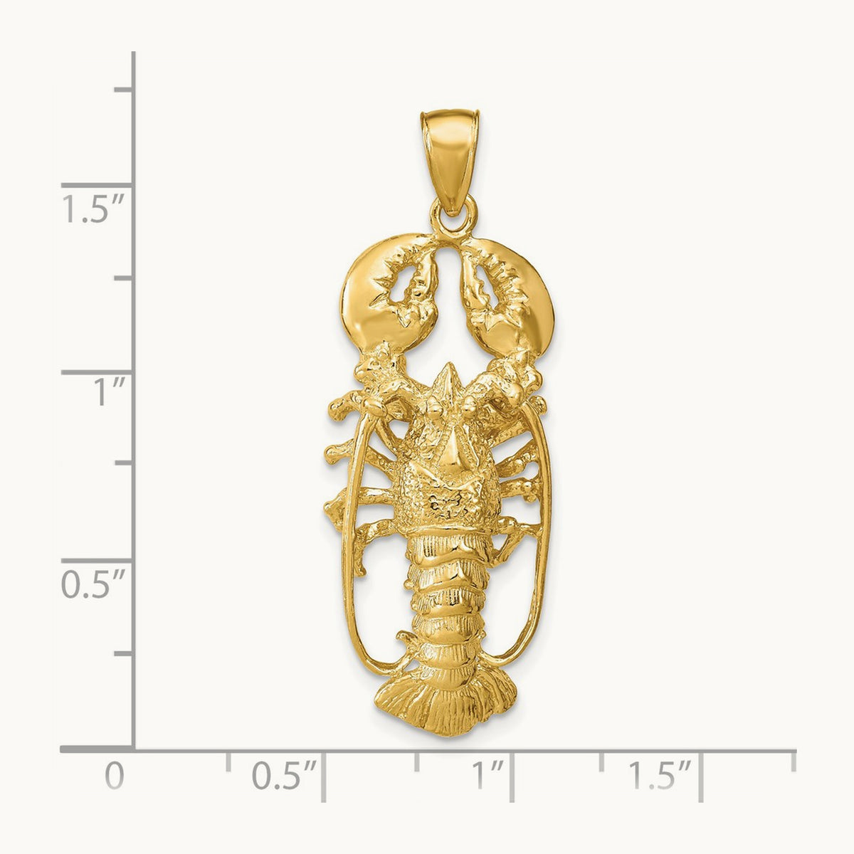 3D Lobster Pendant, 14K