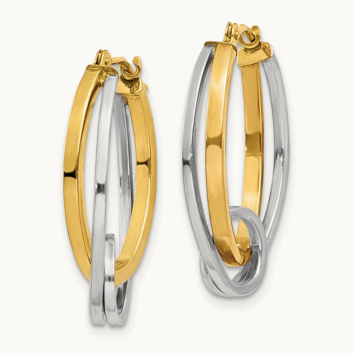 Oval Loop Hoop Earrings, 14K Two-tone